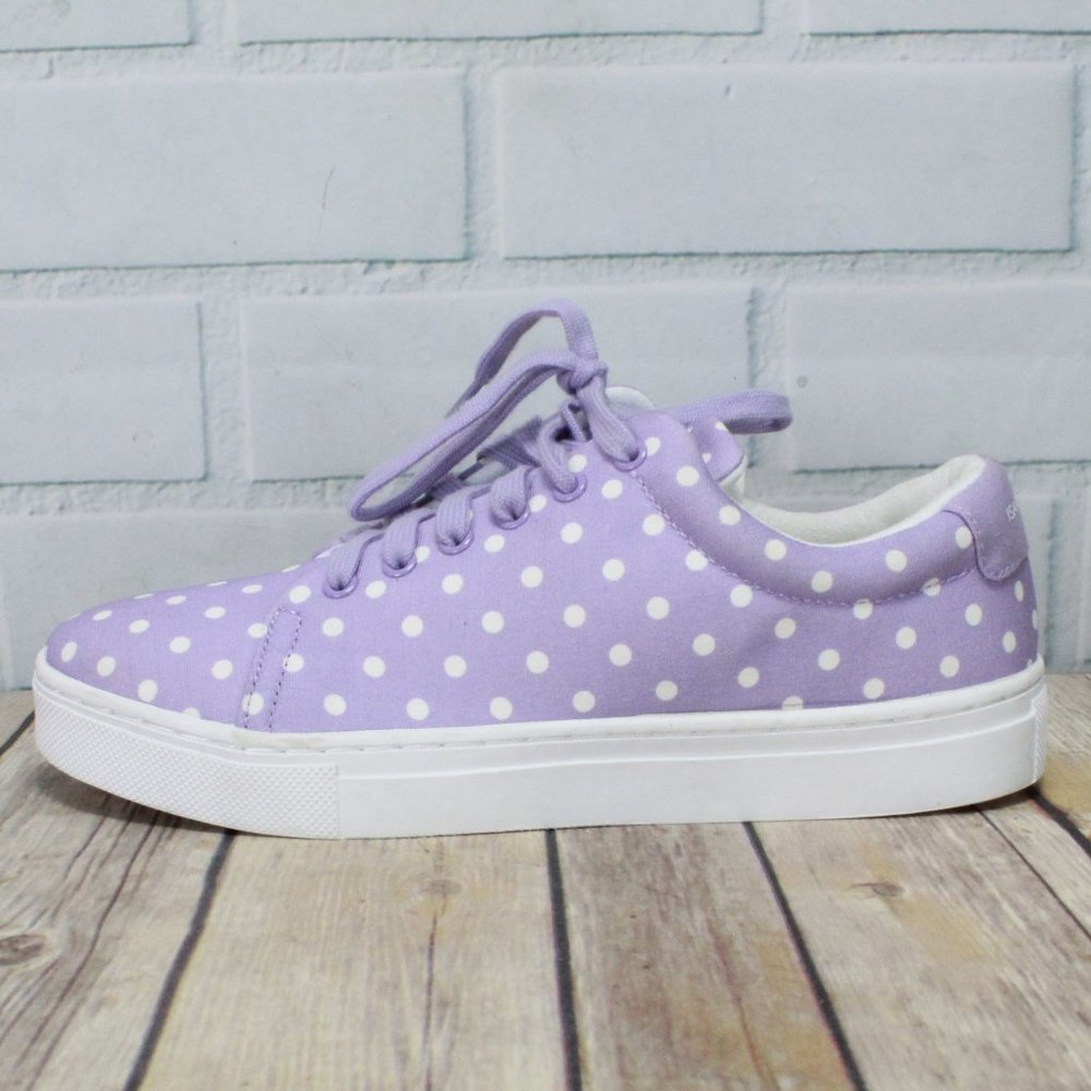 Isaac Mizrahi Live Imjorina Purple Canvas Polka Dots Lace Up Sneakers Size 8.5 - Picture 1 of 10